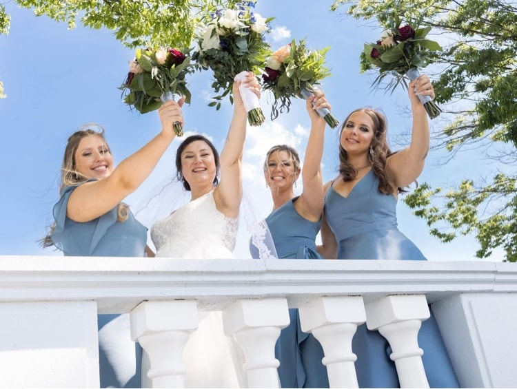 Bridal party on balcony