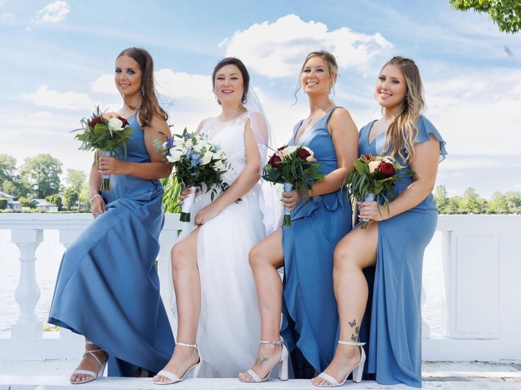 Bridal party seated together
